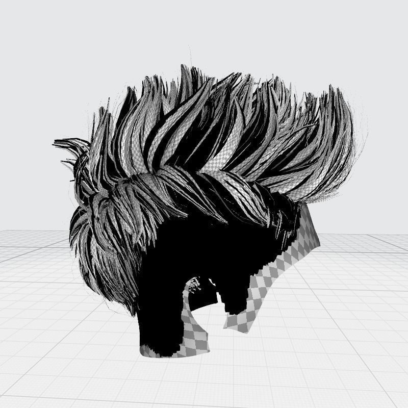 Realistic Hair hawk cyberpunk  Low-poly 3D model_30