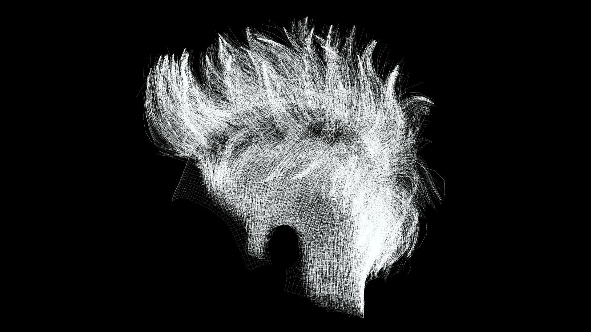 Realistic Hair hawk cyberpunk  Low-poly 3D model_13