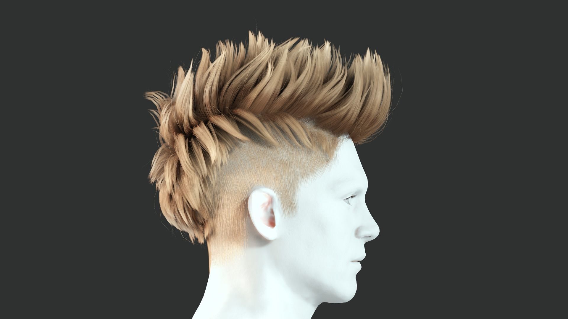 Realistic Hair hawk cyberpunk  Low-poly 3D model_8