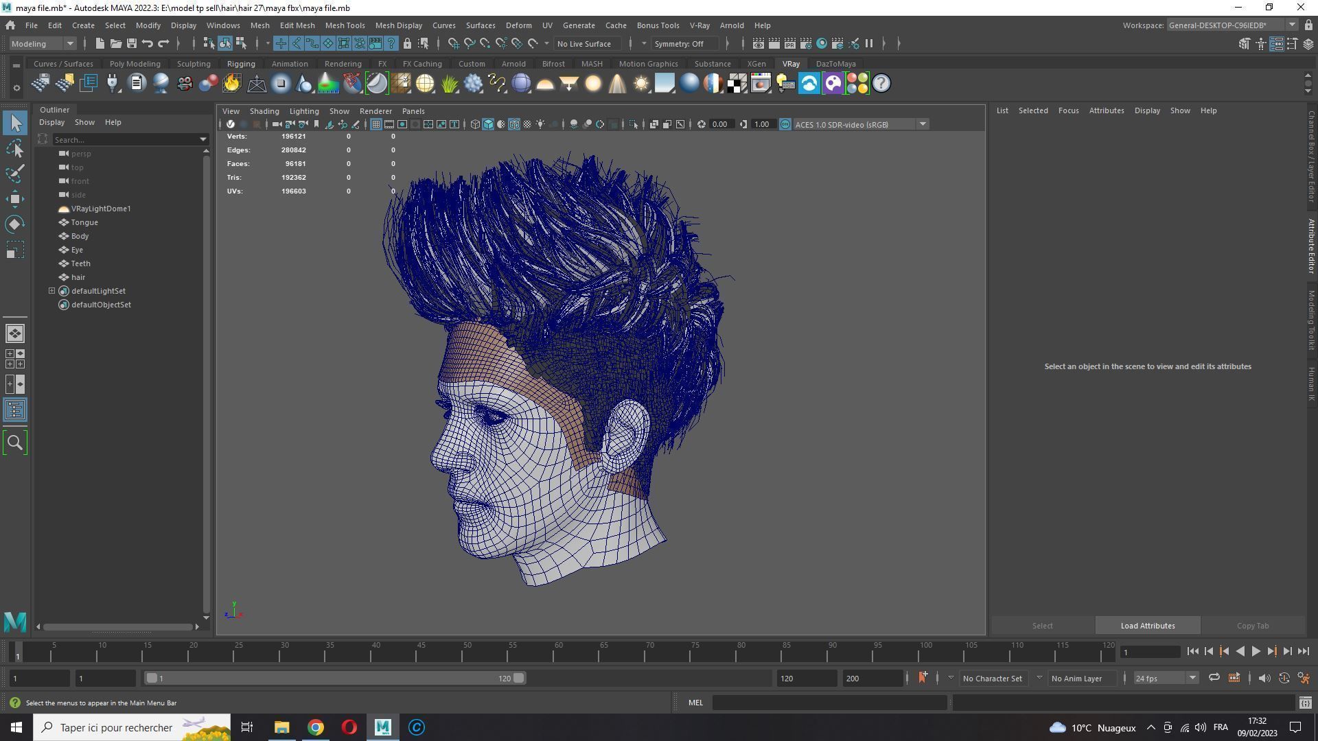 Realistic Hair hawk cyberpunk  Low-poly 3D model_17