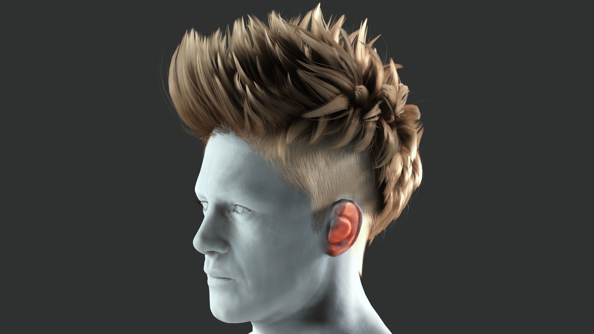Realistic Hair hawk cyberpunk  Low-poly 3D model_4
