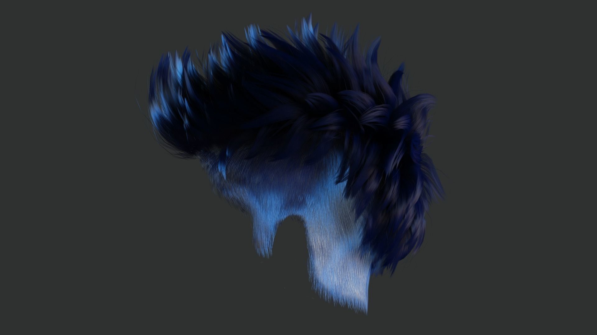 Realistic Hair hawk cyberpunk  Low-poly 3D model_11