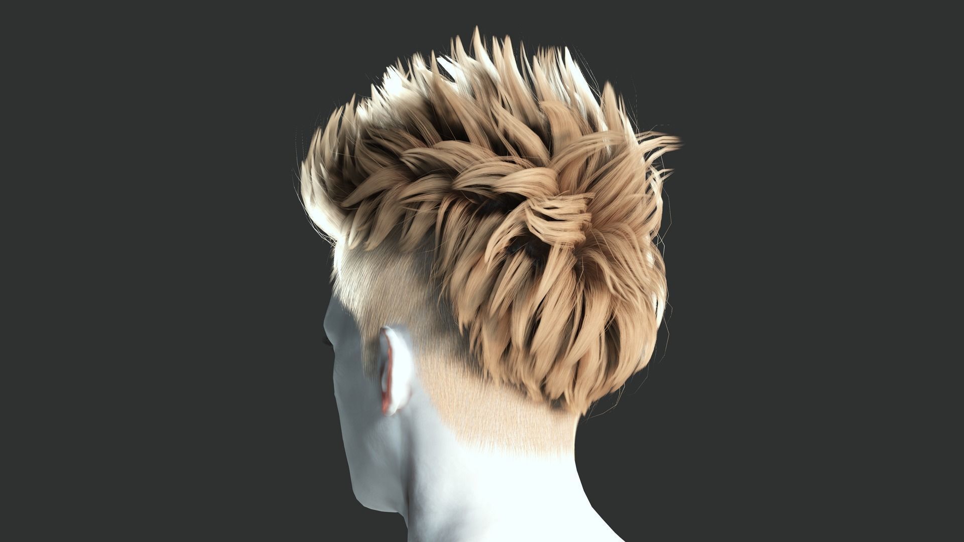 Realistic Hair hawk cyberpunk  Low-poly 3D model_6