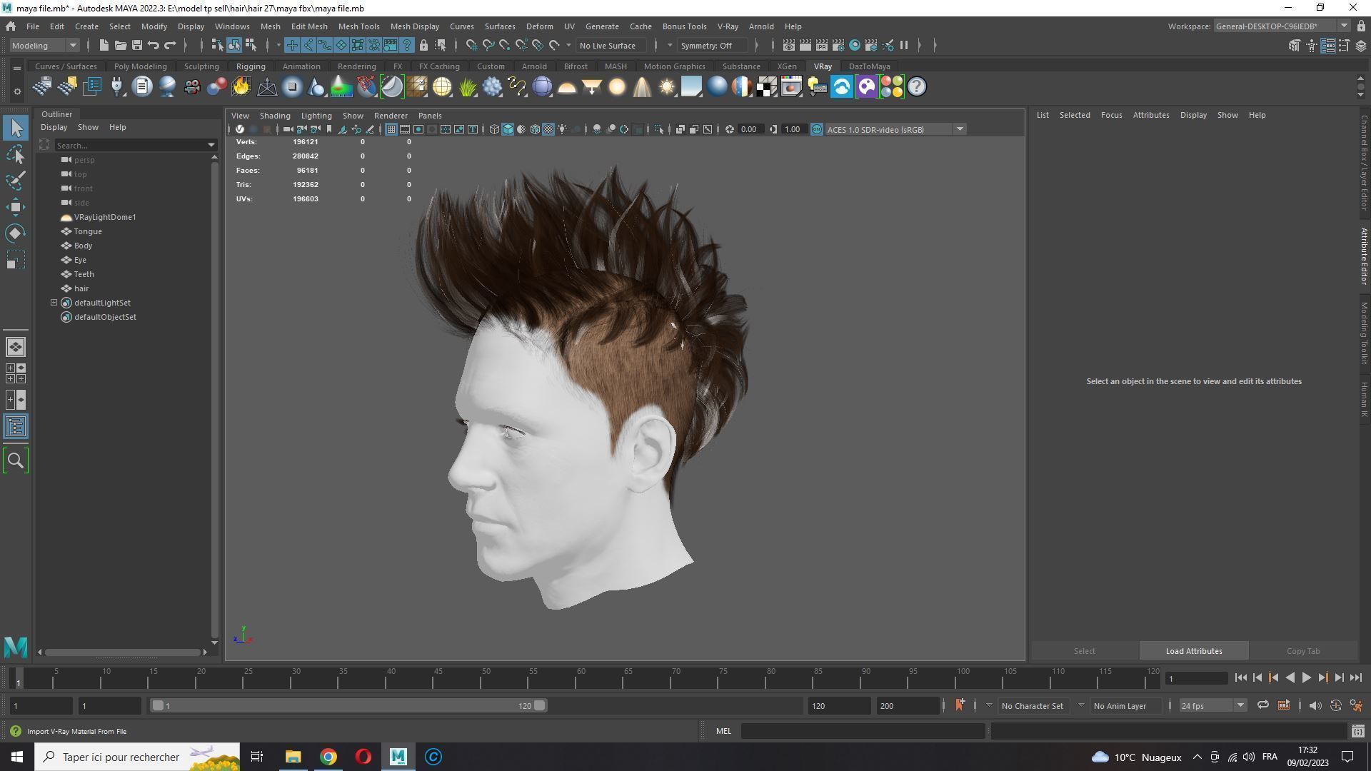 Realistic Hair hawk cyberpunk  Low-poly 3D model_19