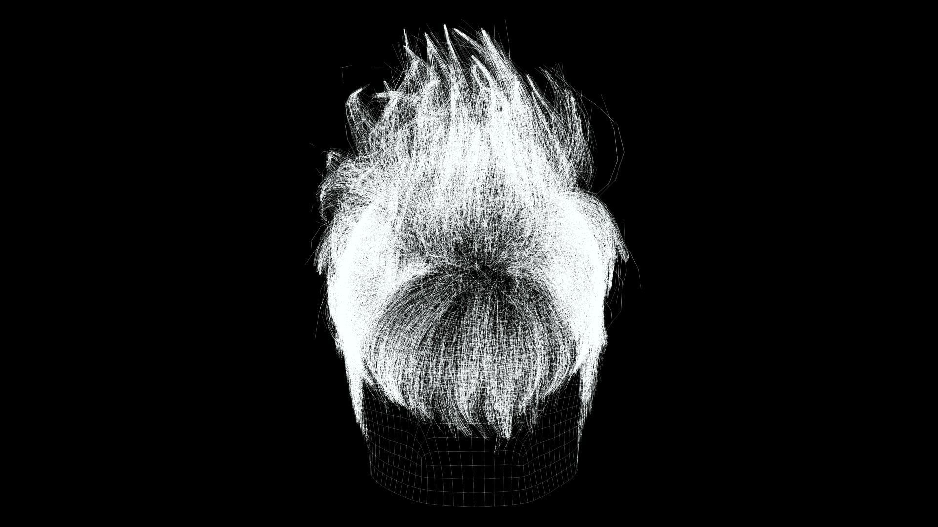 Realistic Hair hawk cyberpunk  Low-poly 3D model_14