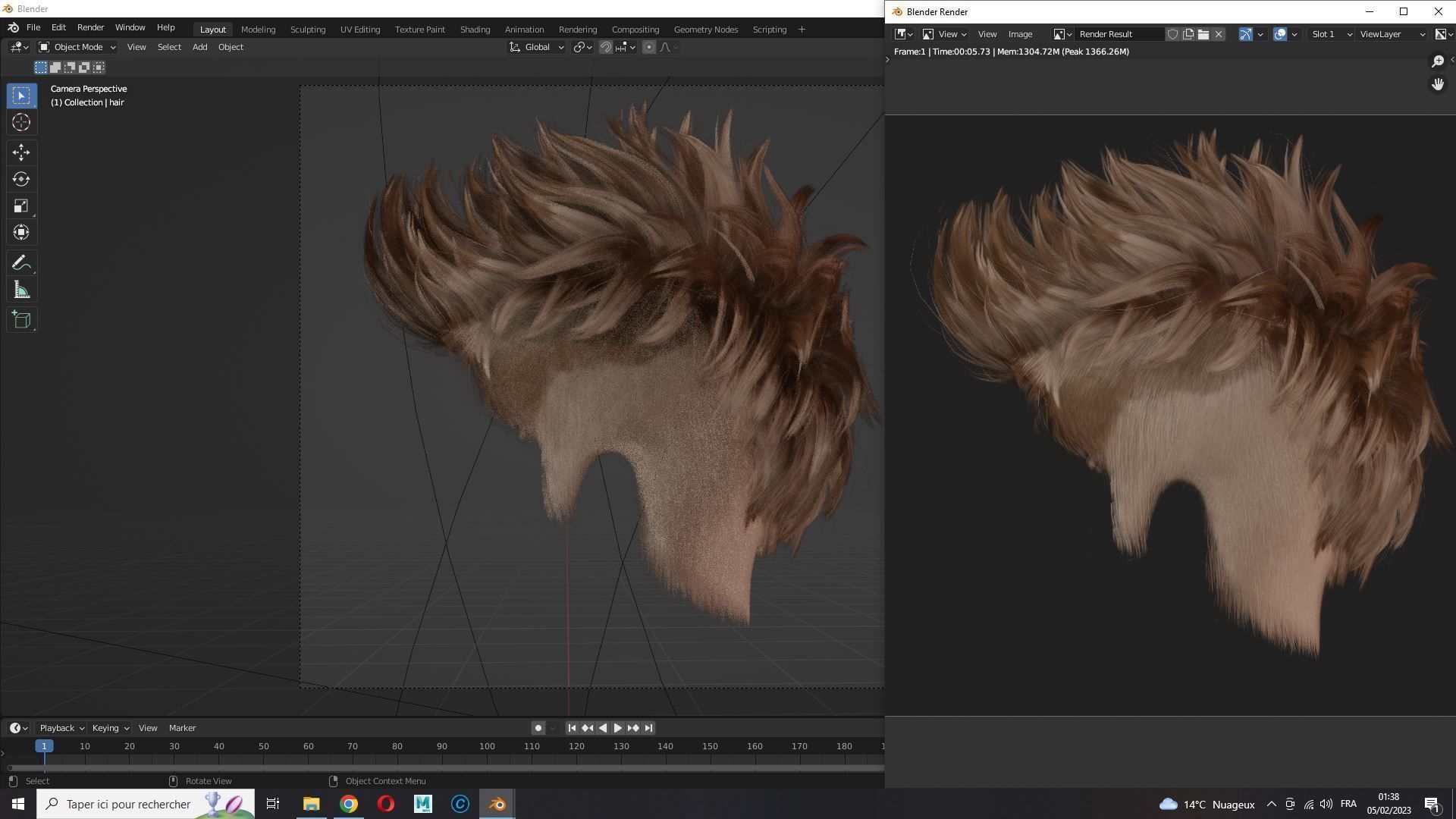 Realistic Hair hawk cyberpunk  Low-poly 3D model_16