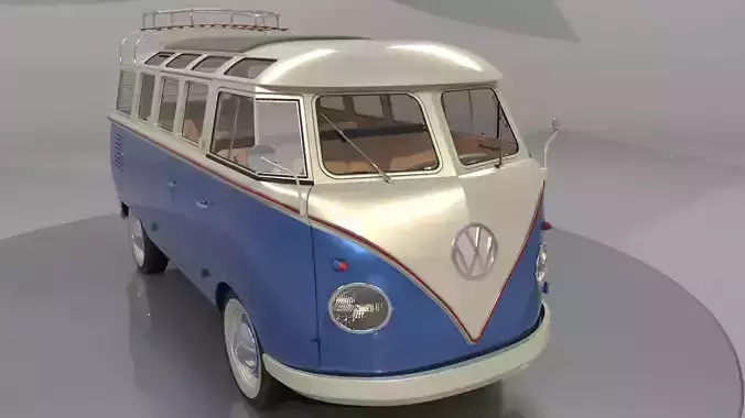 Volks Wagen Type 2 Kombi Samba HIGH POLY and LO POLY 3D model