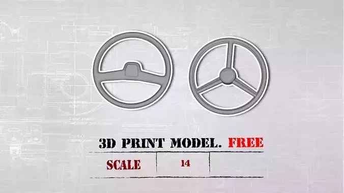 STL printable steering wheel for semi truck model kits Free 3D print model