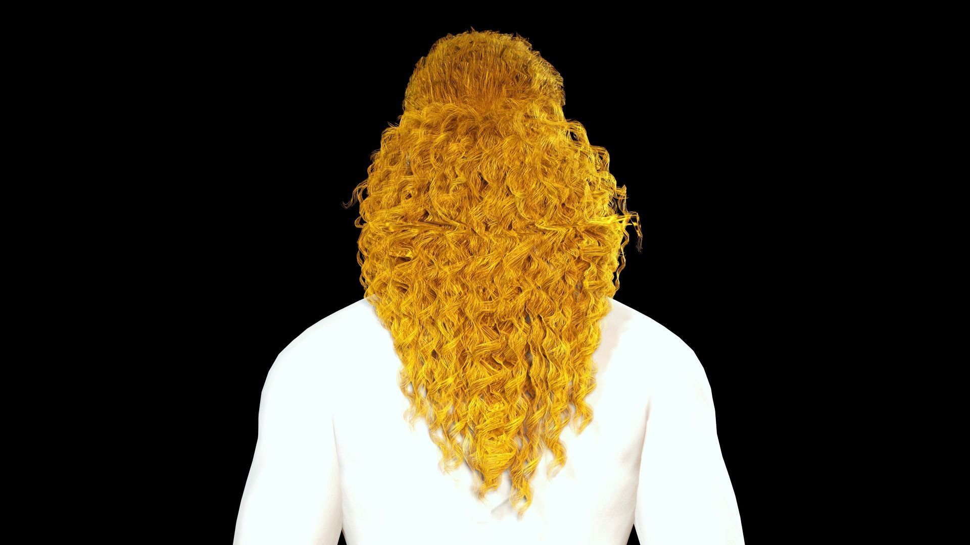 realistic long hair  Low-poly 3D model_5