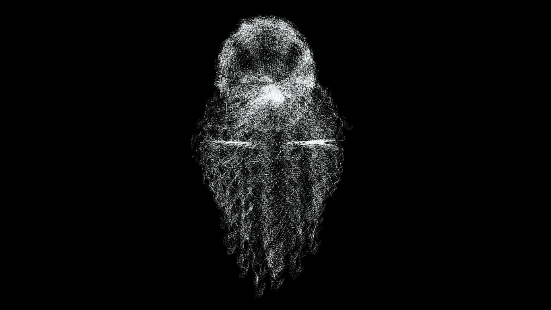 realistic long hair  Low-poly 3D model_12