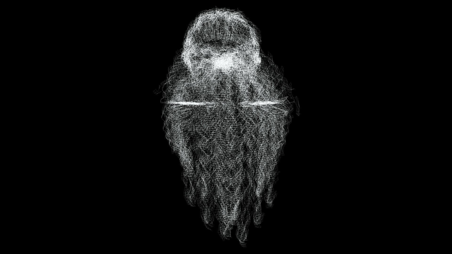 realistic long hair  Low-poly 3D model_13