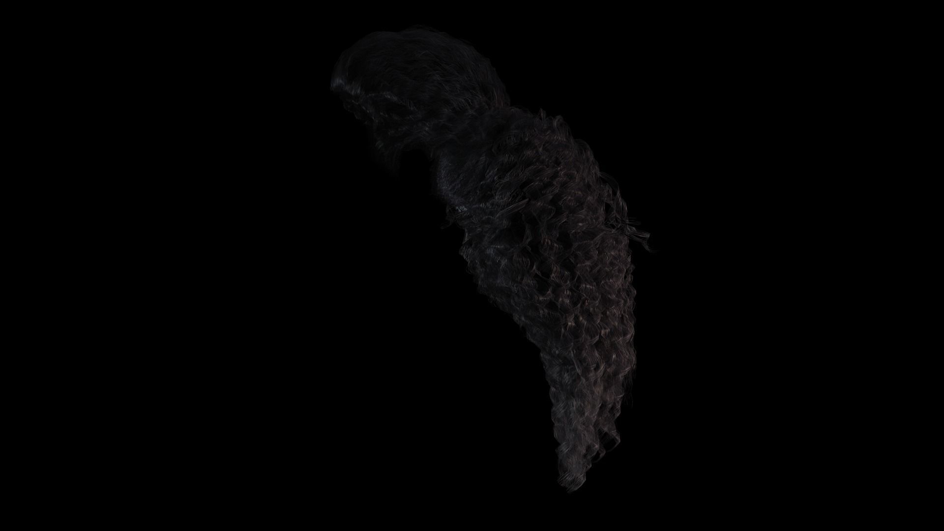 realistic long hair  Low-poly 3D model_8