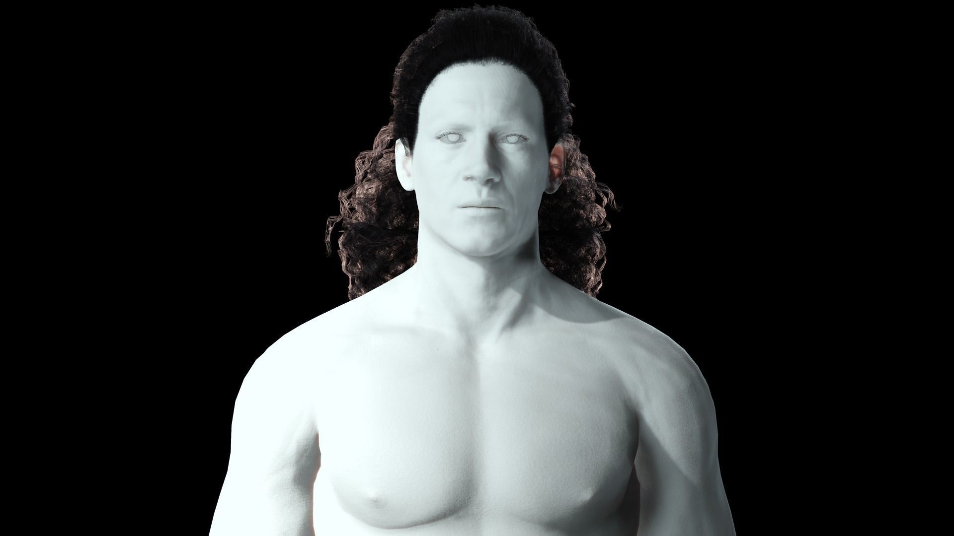 realistic long hair  Low-poly 3D model_2