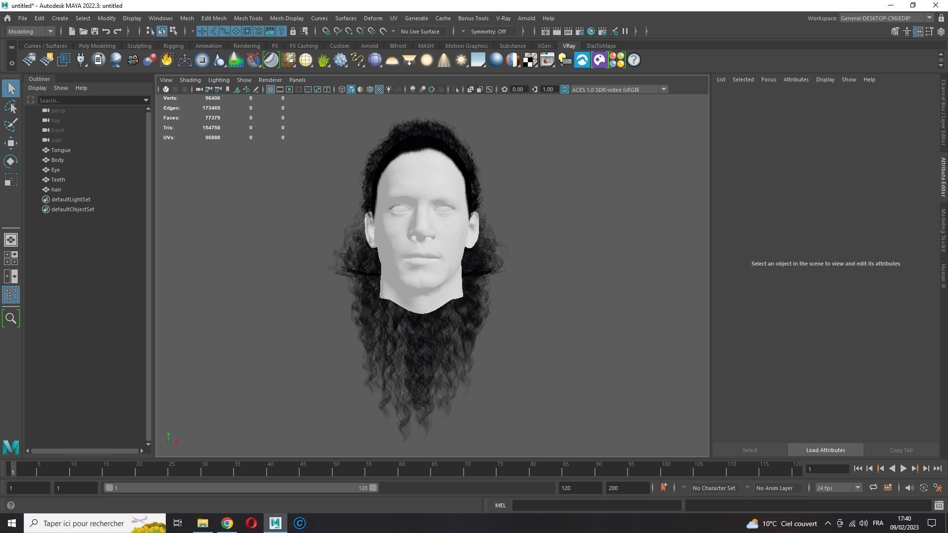 realistic long hair  Low-poly 3D model_17