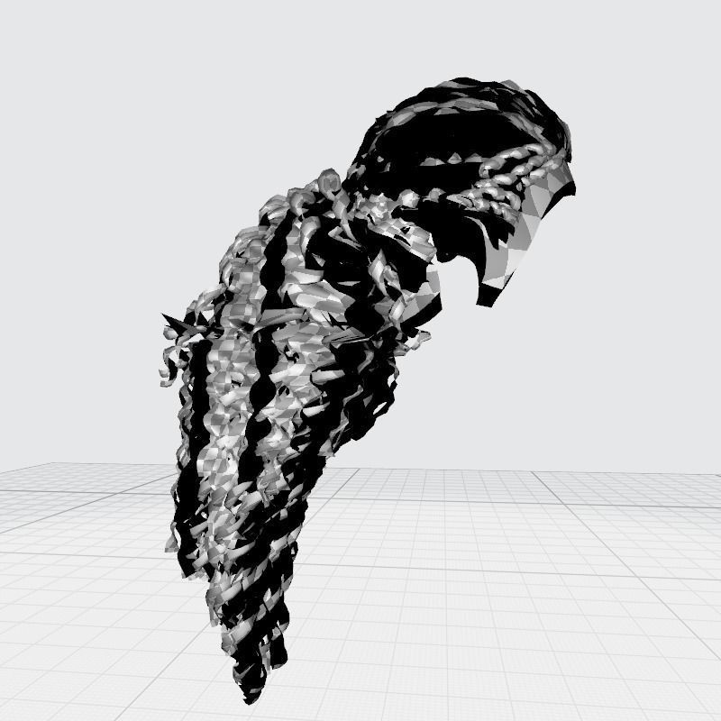 realistic long hair  Low-poly 3D model_27