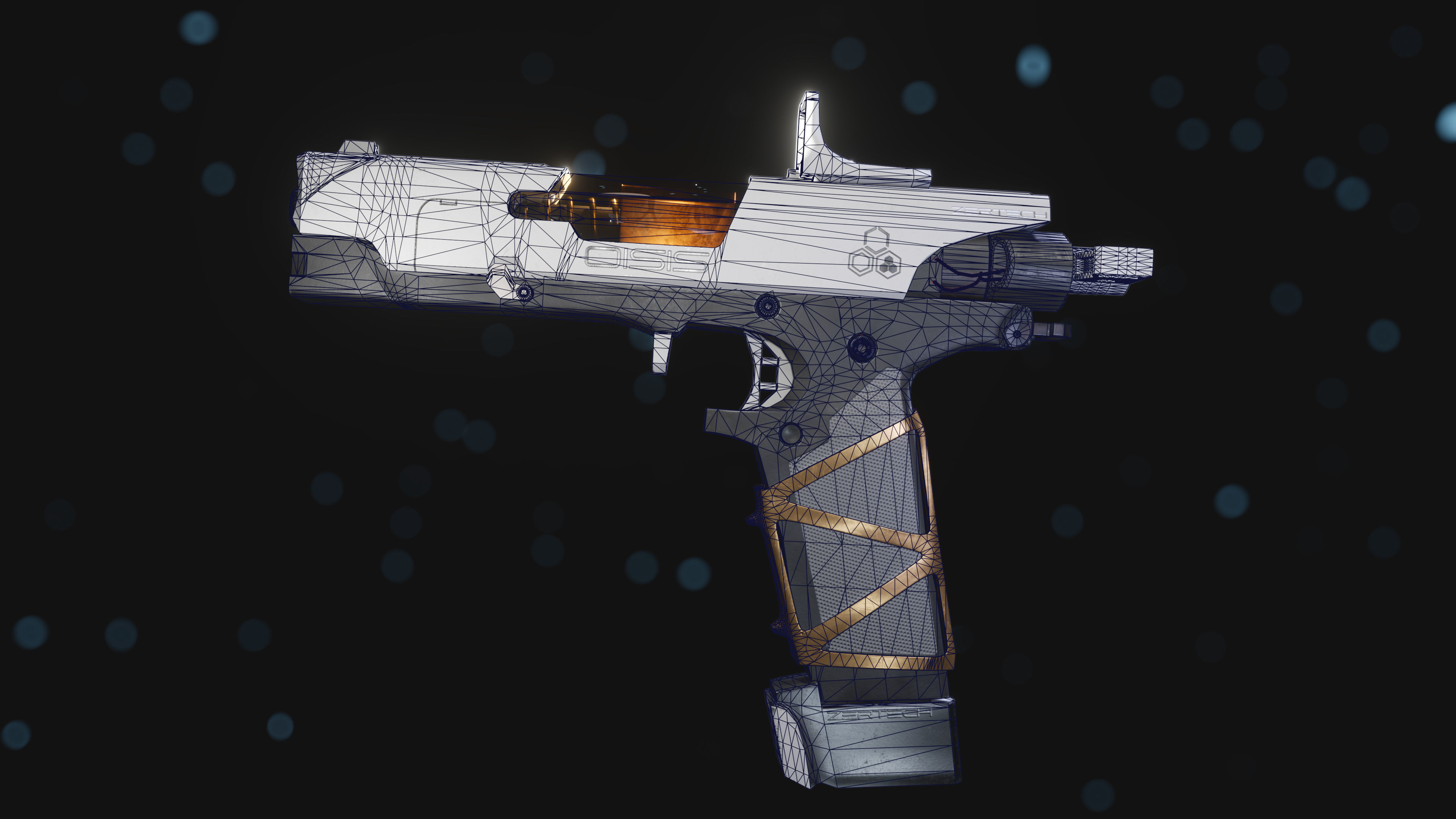 ZerTech Oisis the future pistol gun Low-poly 3D model_6