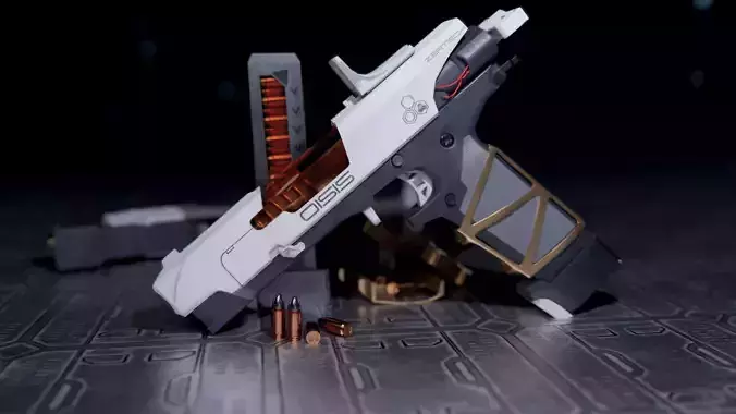 ZerTech Oisis the future pistol gun Low-poly 3D model