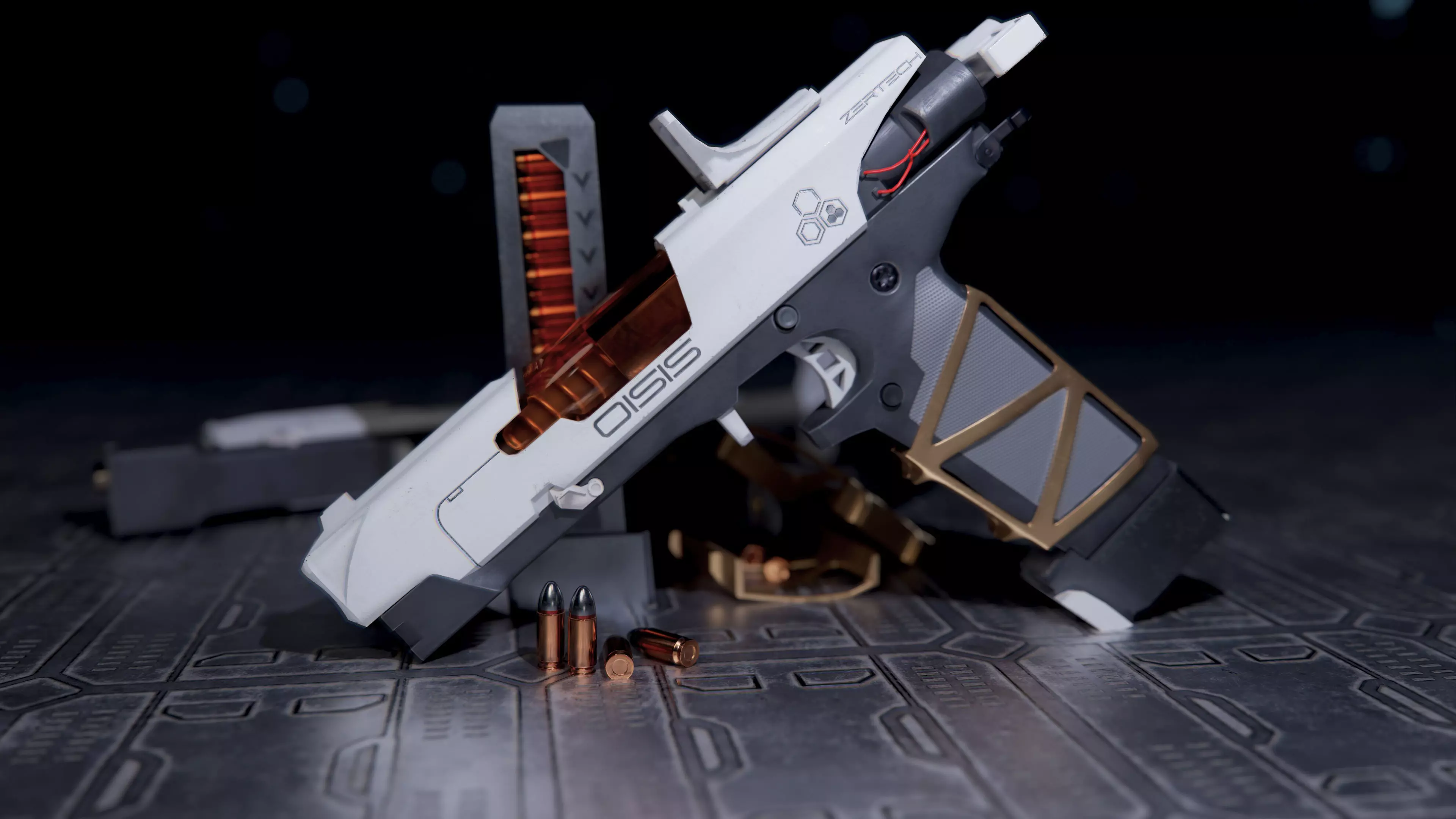 ZerTech Oisis the future pistol gun Low-poly 3D model_0