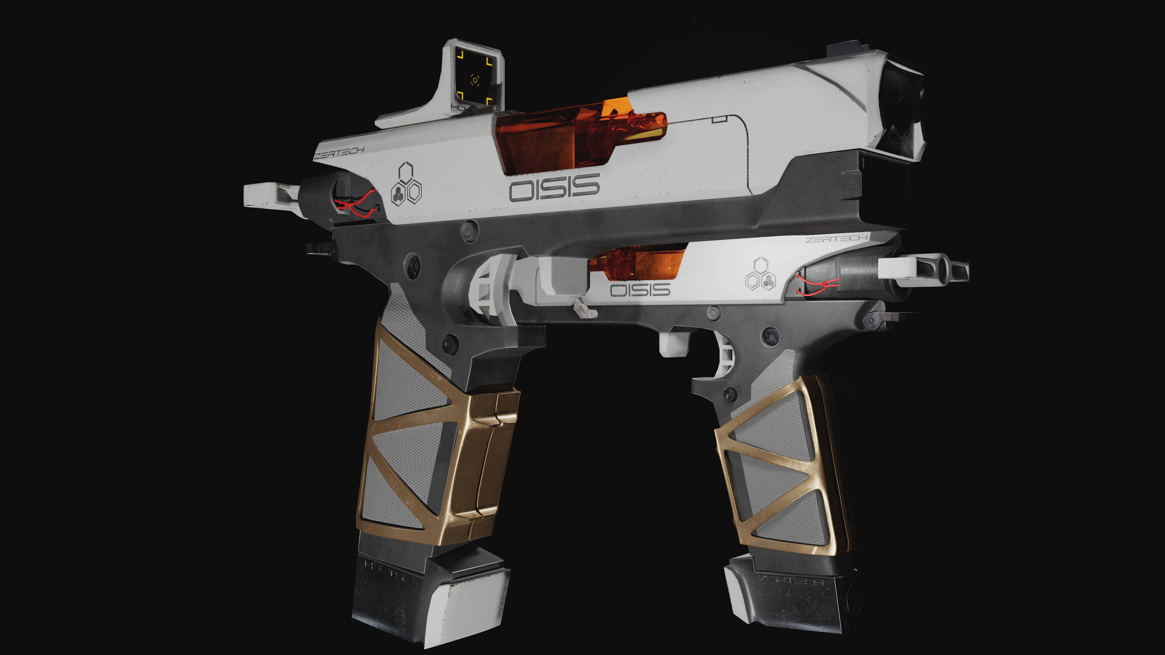 ZerTech Oisis the future pistol gun Low-poly 3D model_7