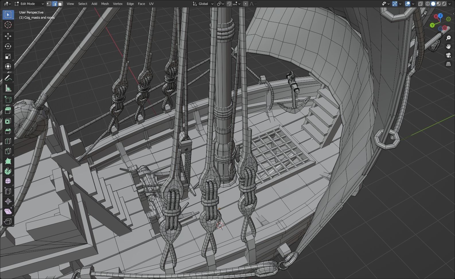 Cog ship Low-poly 3D model_10