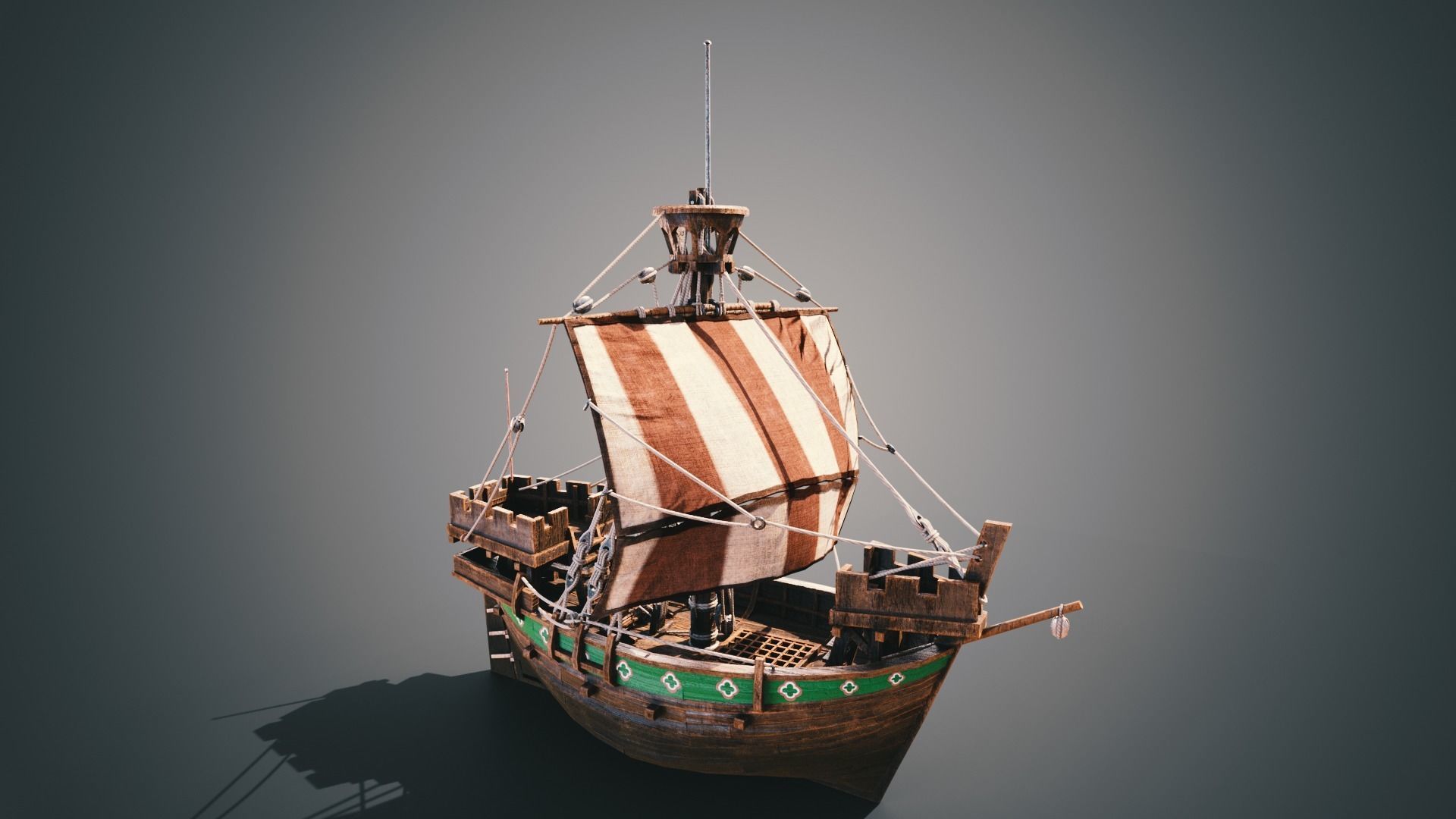 Cog ship Low-poly 3D model_5