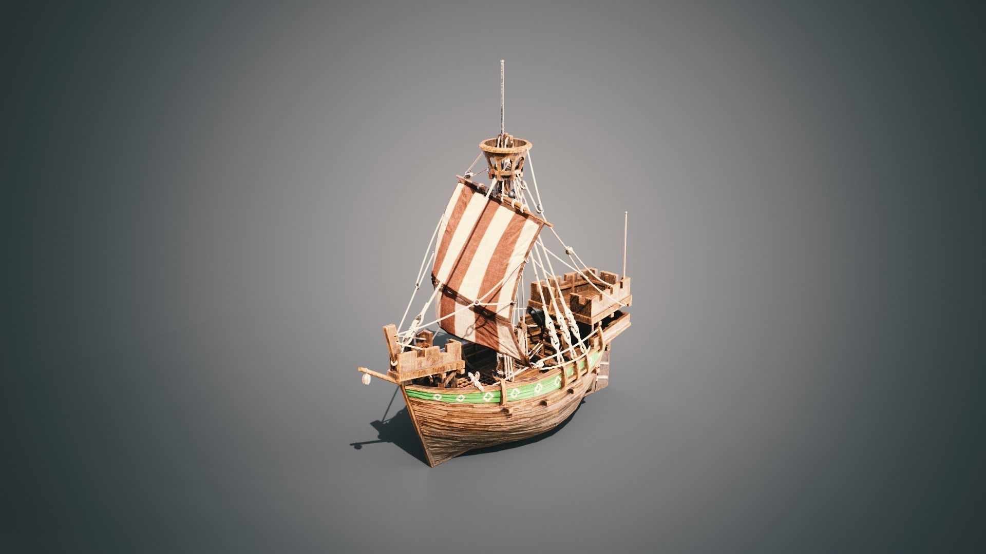 Cog ship Low-poly 3D model_1
