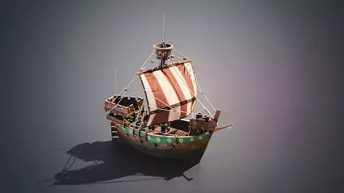 Cog ship Low-poly 3D model
