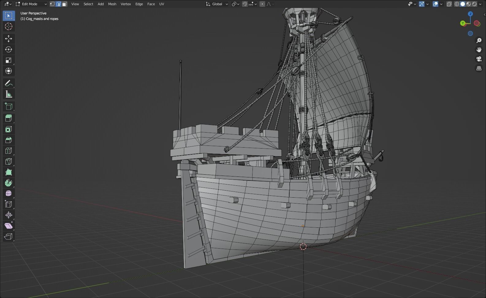 Cog ship Low-poly 3D model_8
