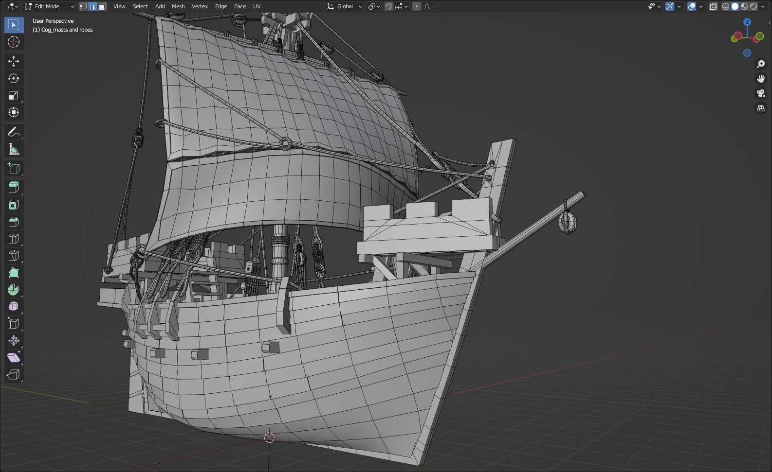 Cog ship Low-poly 3D model_7