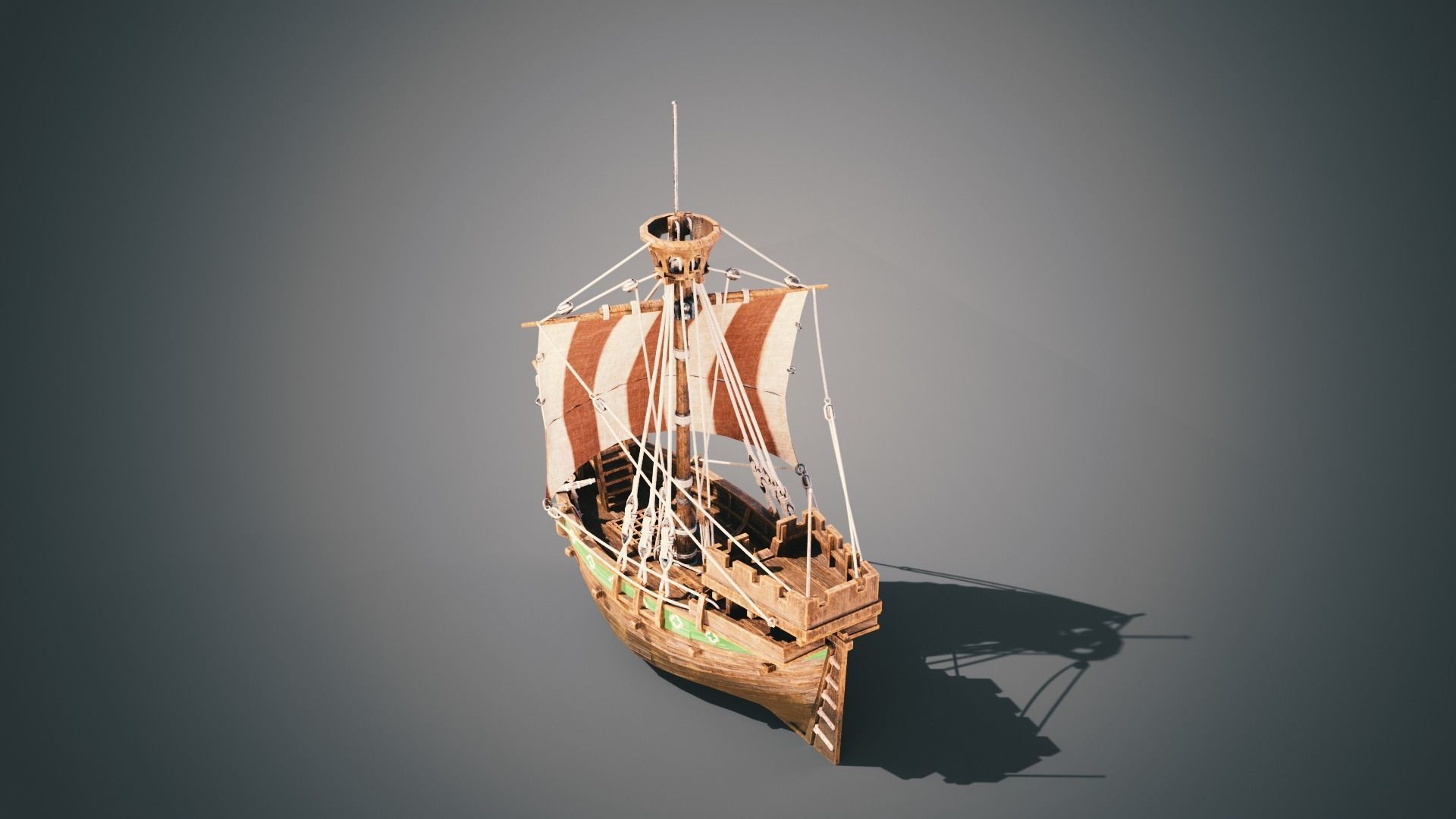 Cog ship Low-poly 3D model_3