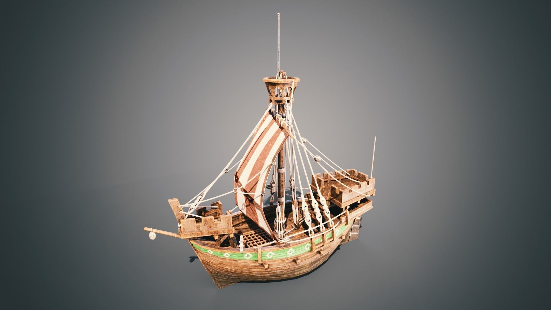 Cog ship Low-poly 3D model_6