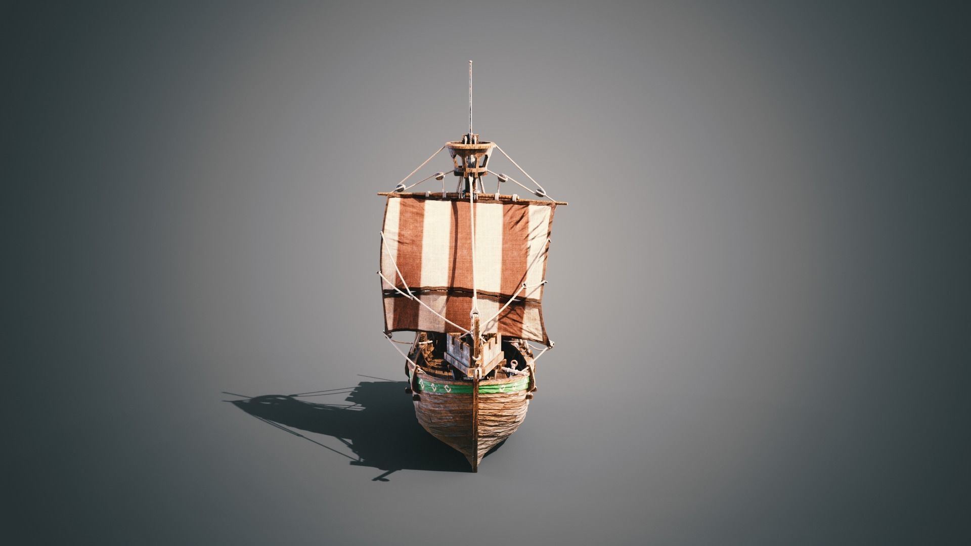 Cog ship Low-poly 3D model_2