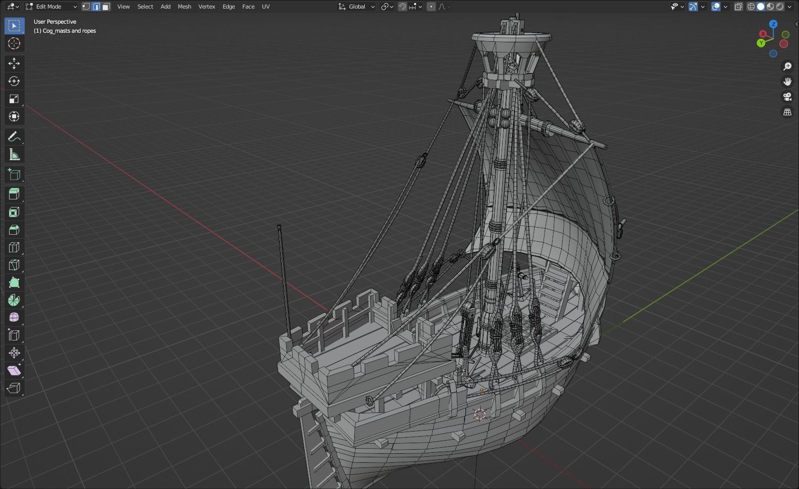 Cog ship Low-poly 3D model_9