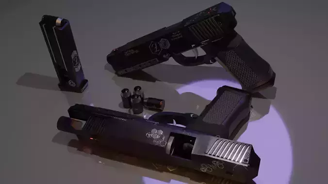 ZerTech Rhinoceros the future gun pistol Low-poly 3D model ZerTech Rhinoceros the future gun pistol Low-poly 3D model