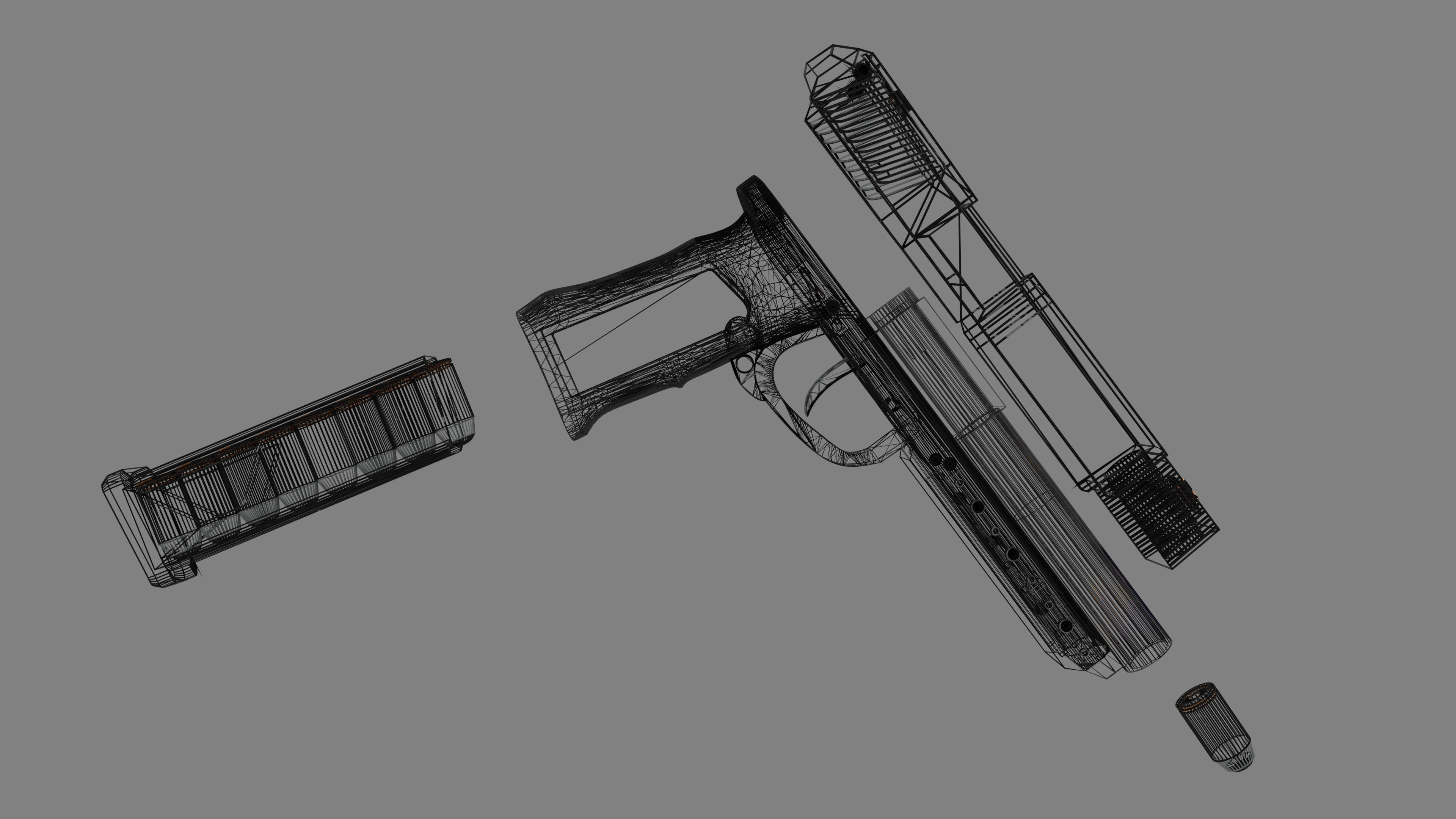 ZerTech Rhinoceros the future gun pistol Low-poly 3D model_4