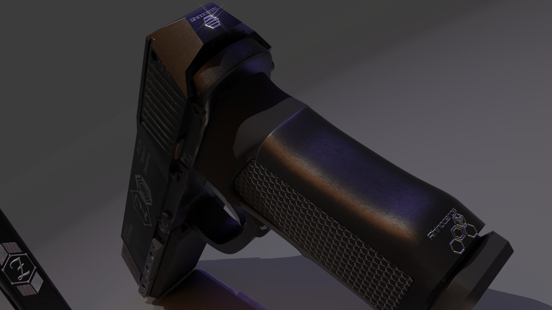 ZerTech Rhinoceros the future gun pistol Low-poly 3D model_2