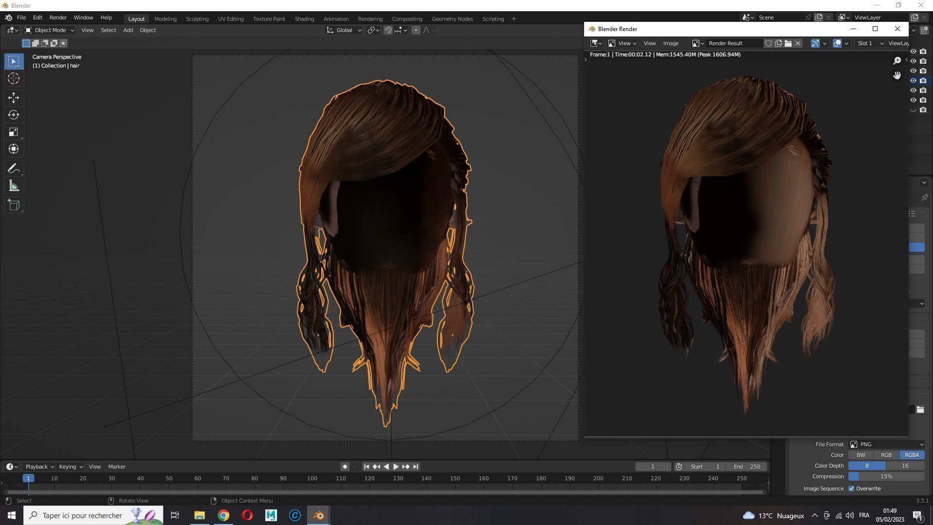 Realistic Female hair band Low-poly 3D model_16