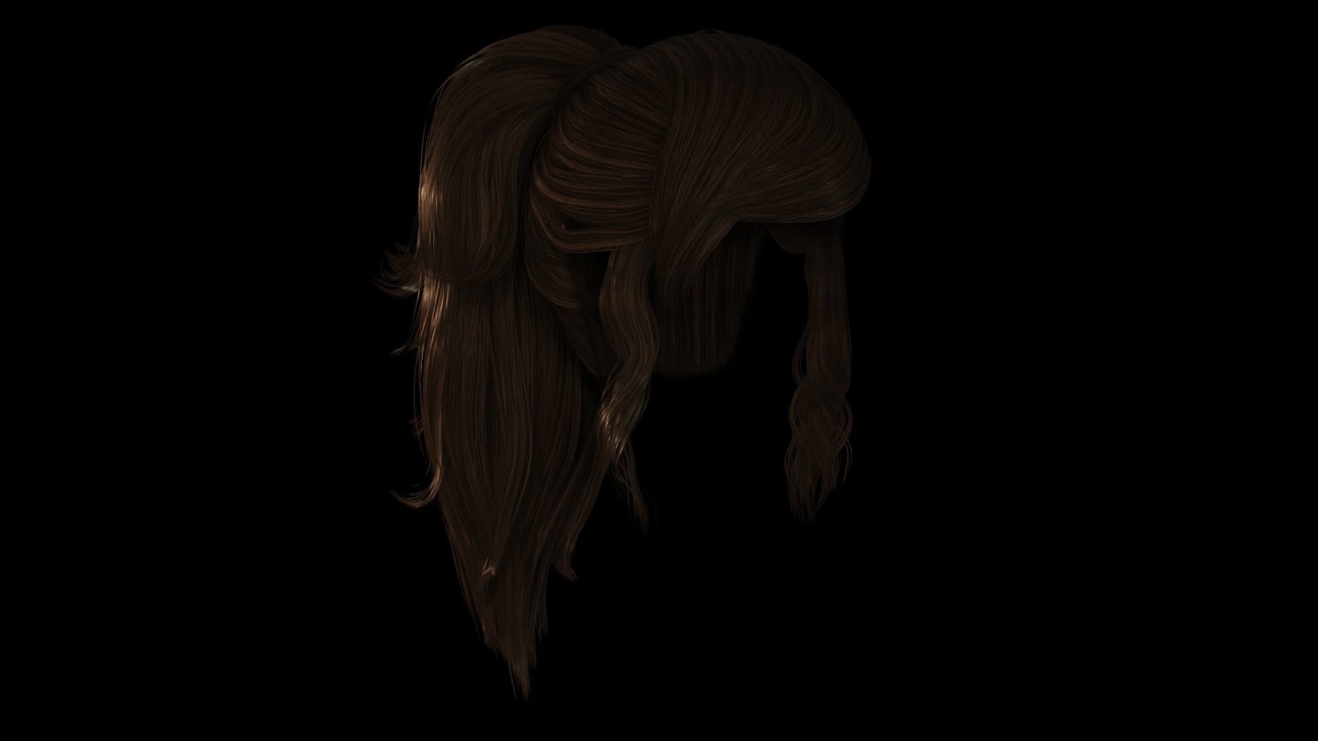 Realistic Female hair band Low-poly 3D model_9