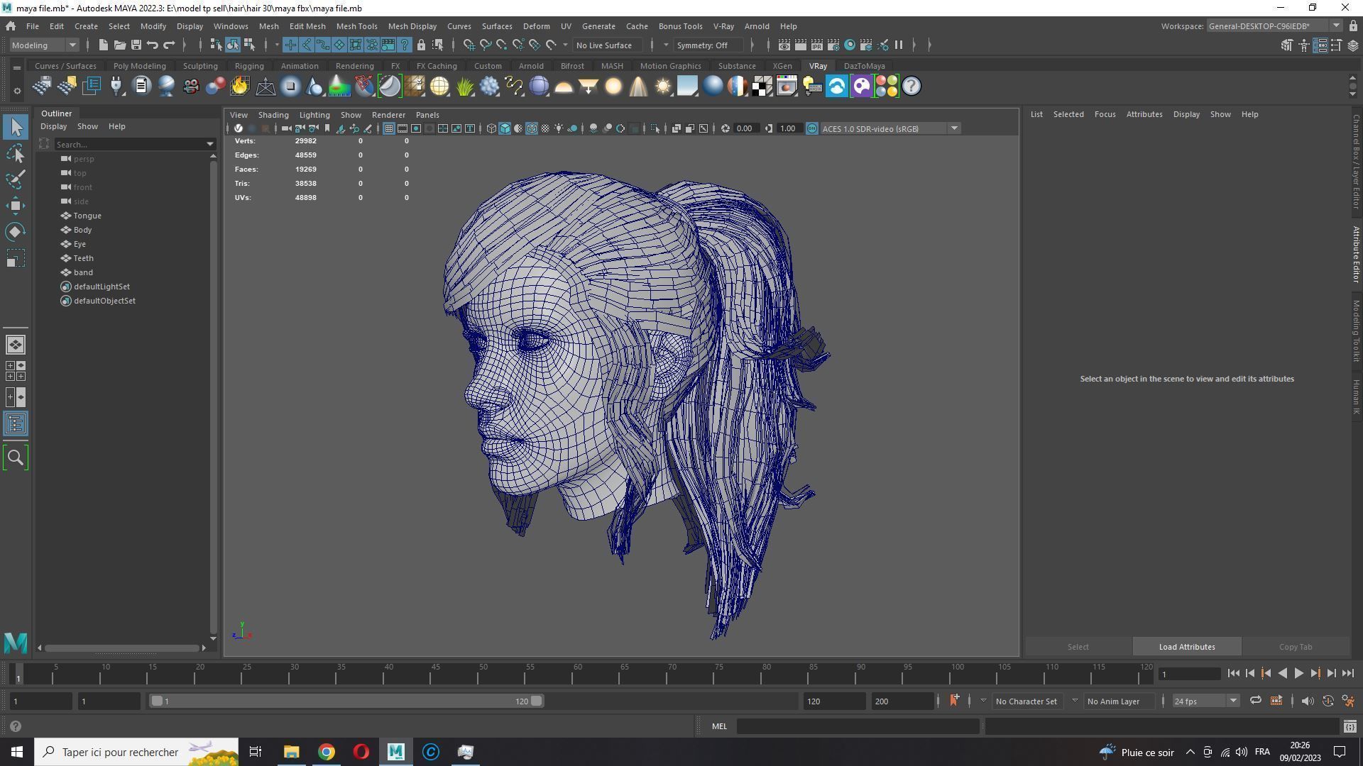 Realistic Female hair band Low-poly 3D model_17
