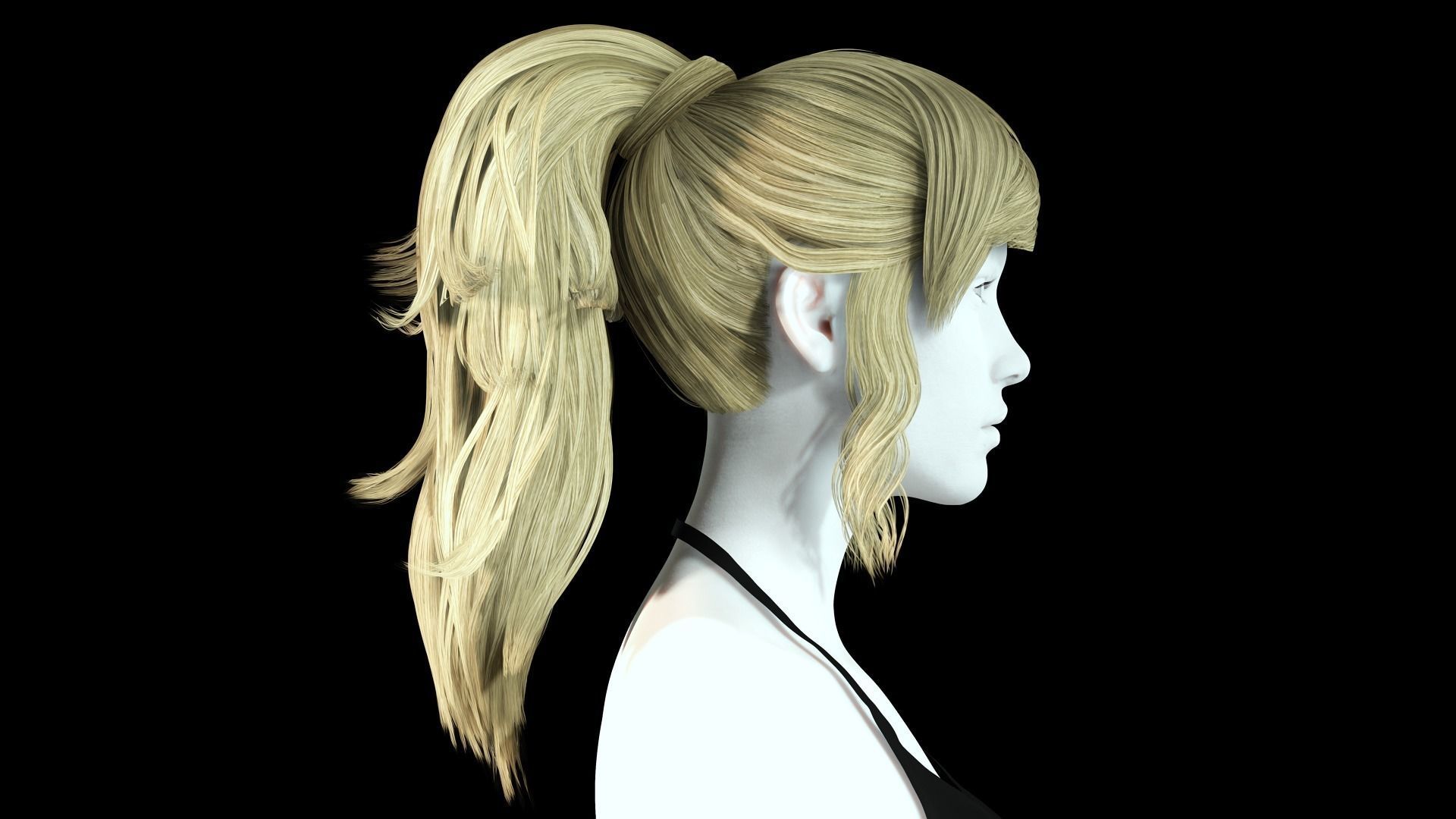 Realistic Female hair band Low-poly 3D model_4