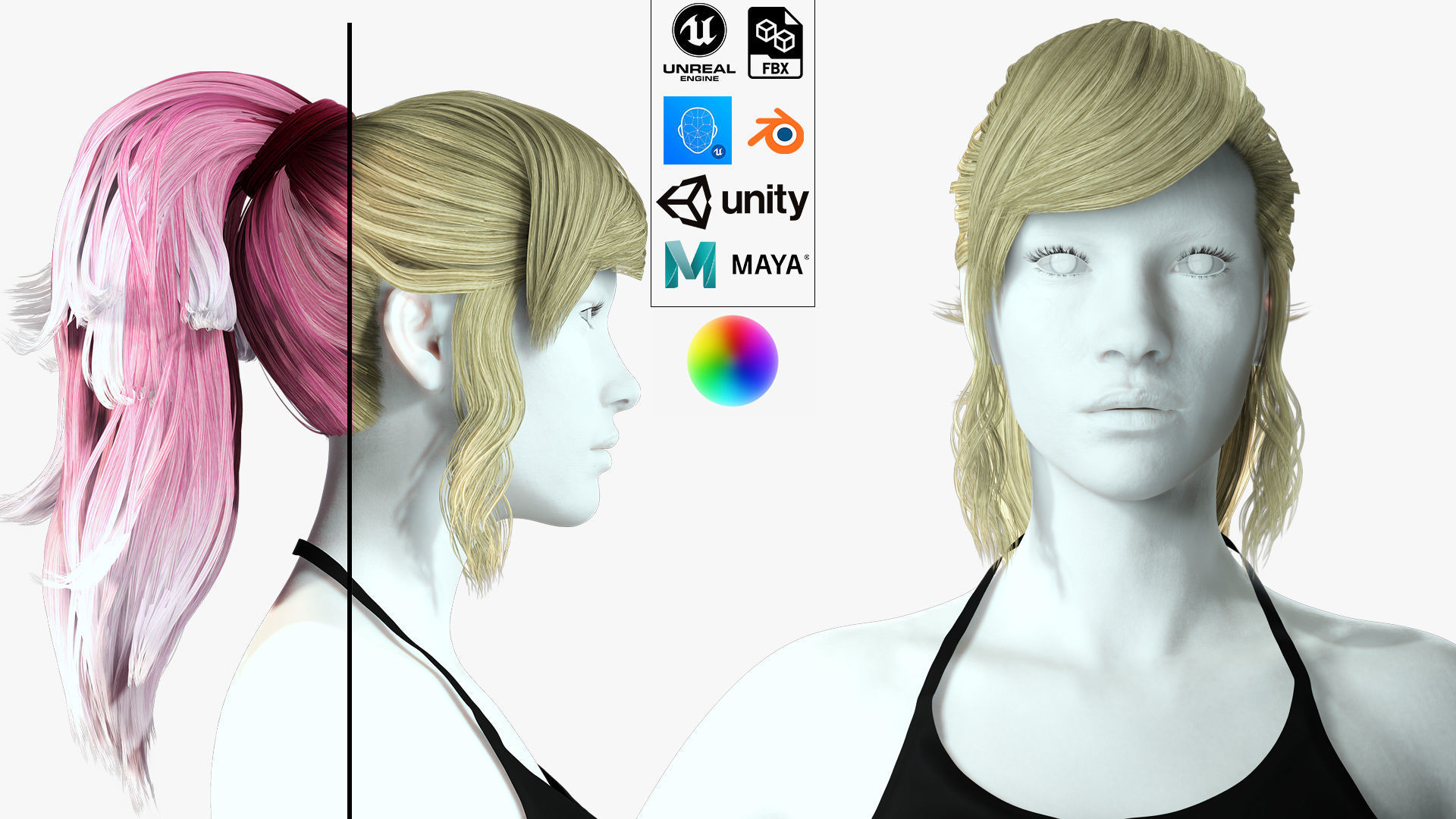 Realistic Female hair band Low-poly 3D model_1
