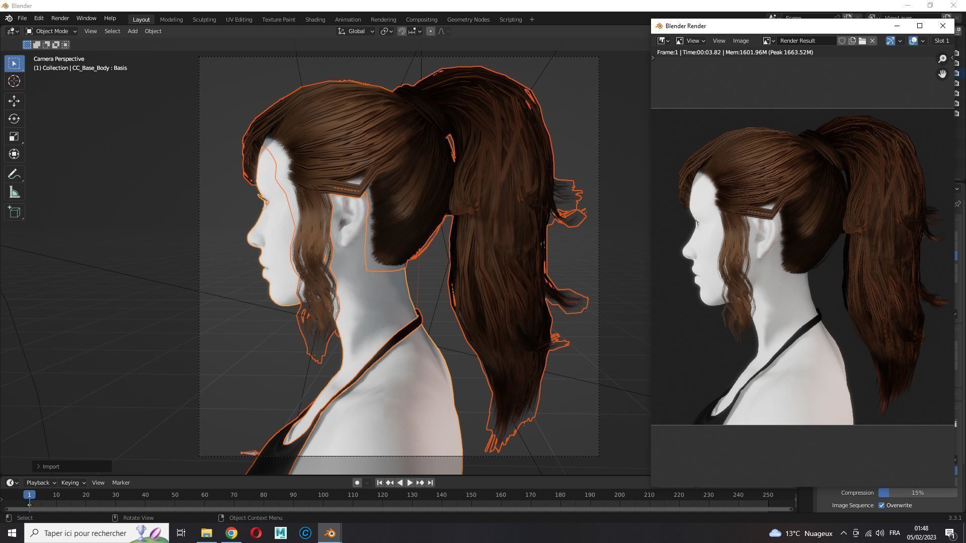 Realistic Female hair band Low-poly 3D model_15