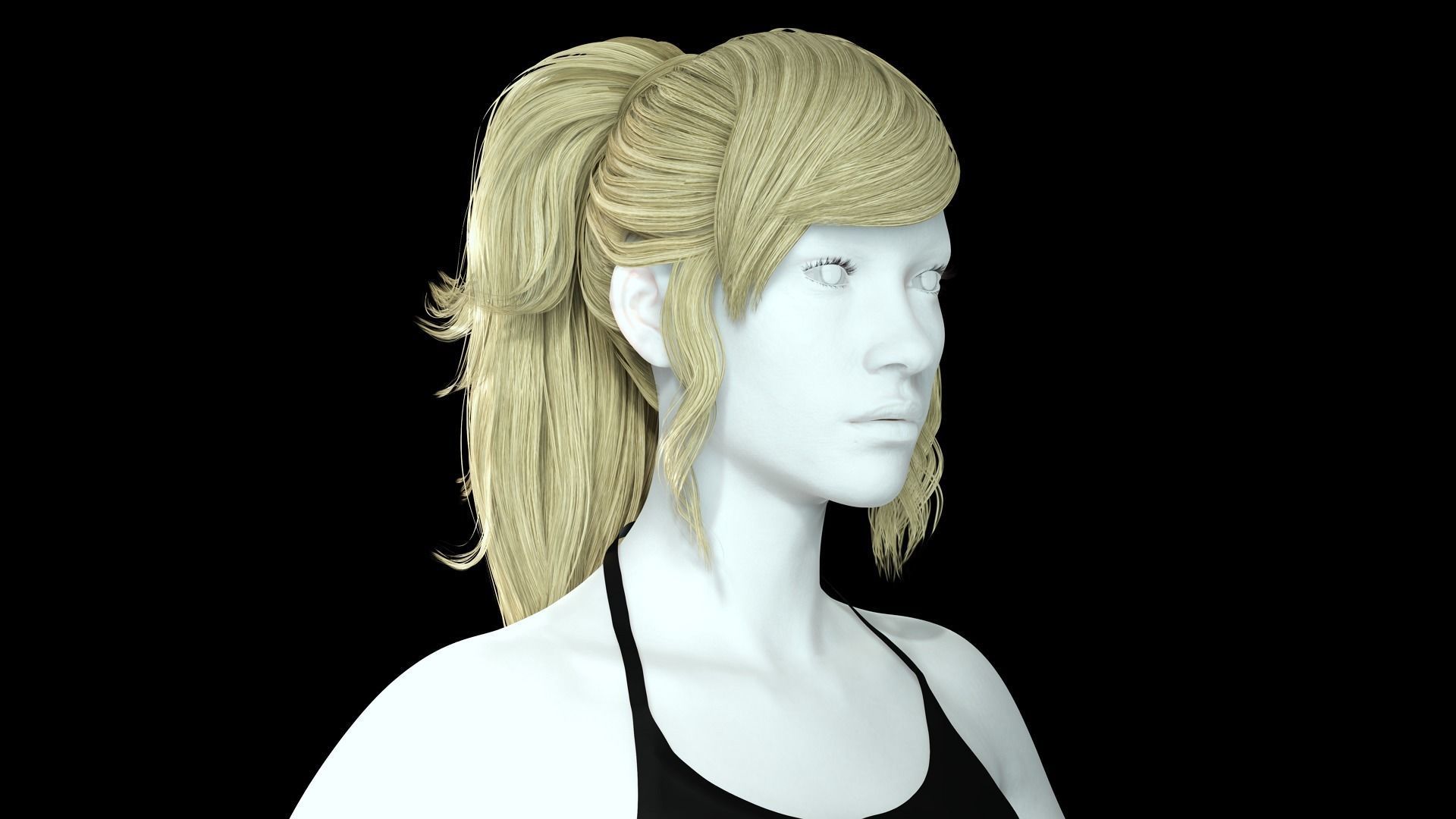 Realistic Female hair band Low-poly 3D model_3