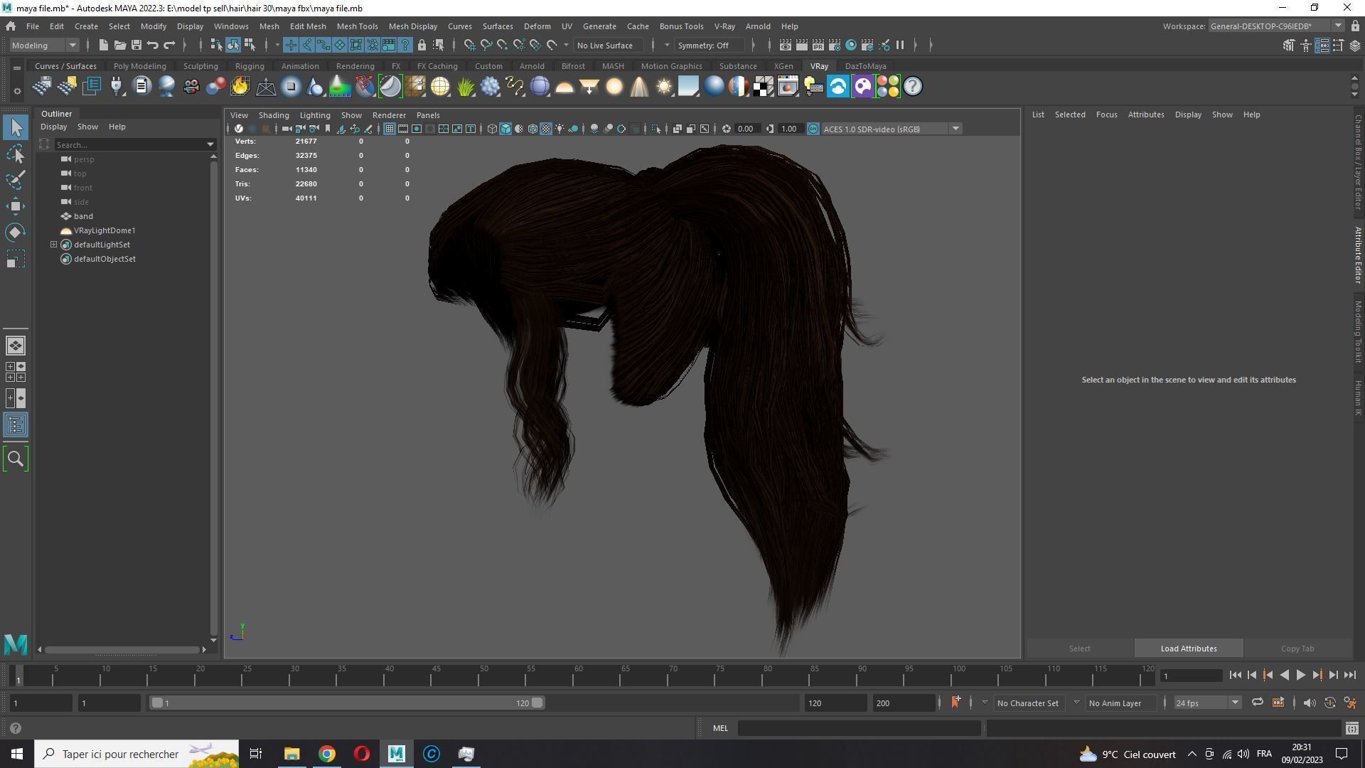 Realistic Female hair band Low-poly 3D model_20