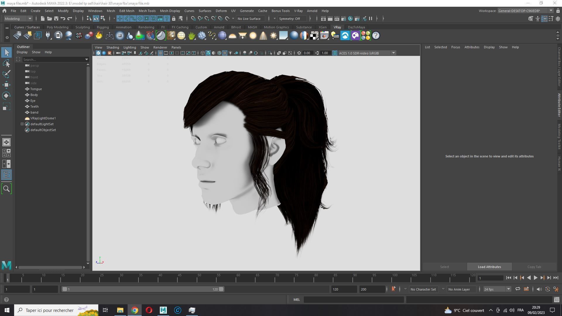 Realistic Female hair band Low-poly 3D model_19