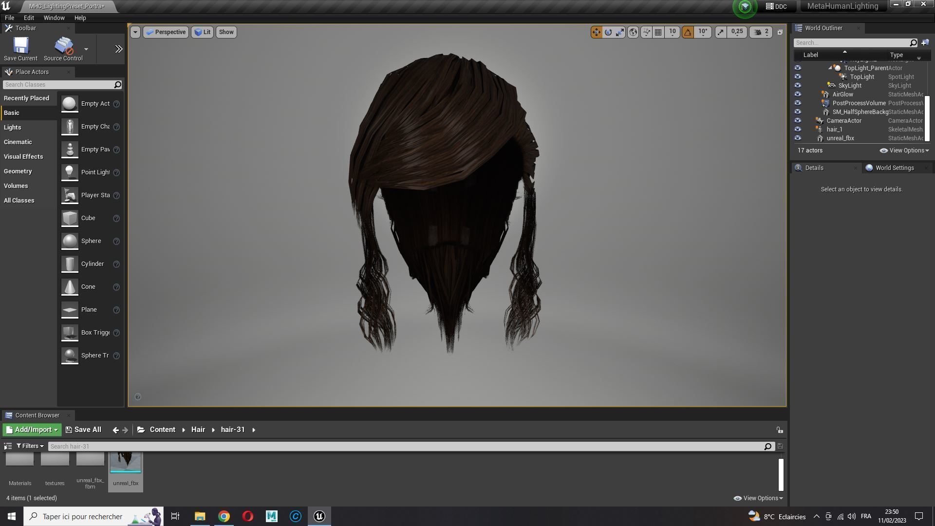 Realistic Female hair band Low-poly 3D model_21