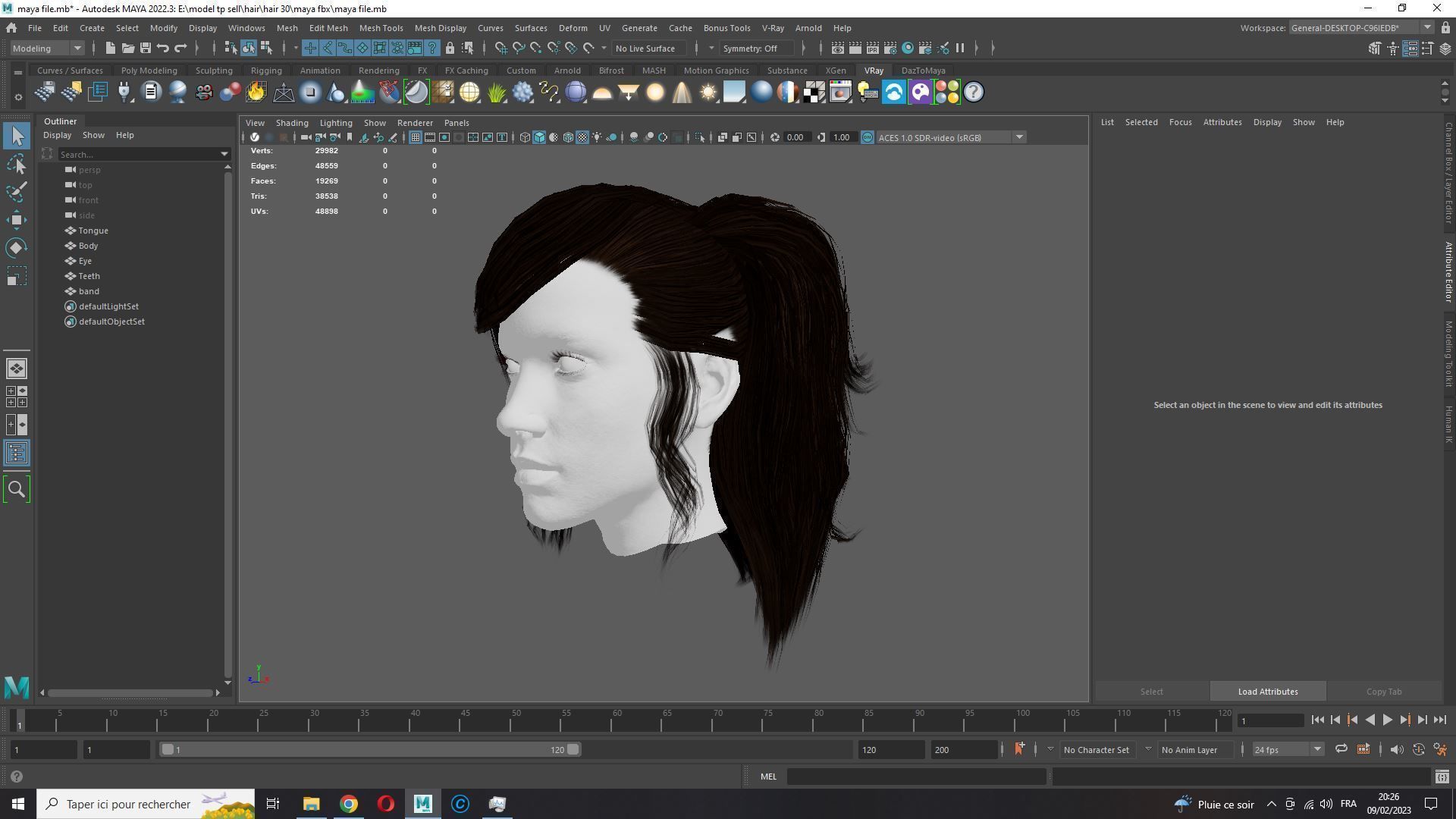 Realistic Female hair band Low-poly 3D model_18