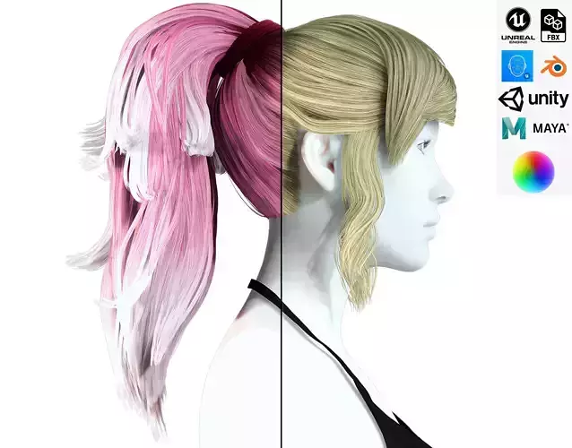 Realistic Female hair band Low-poly 3D model