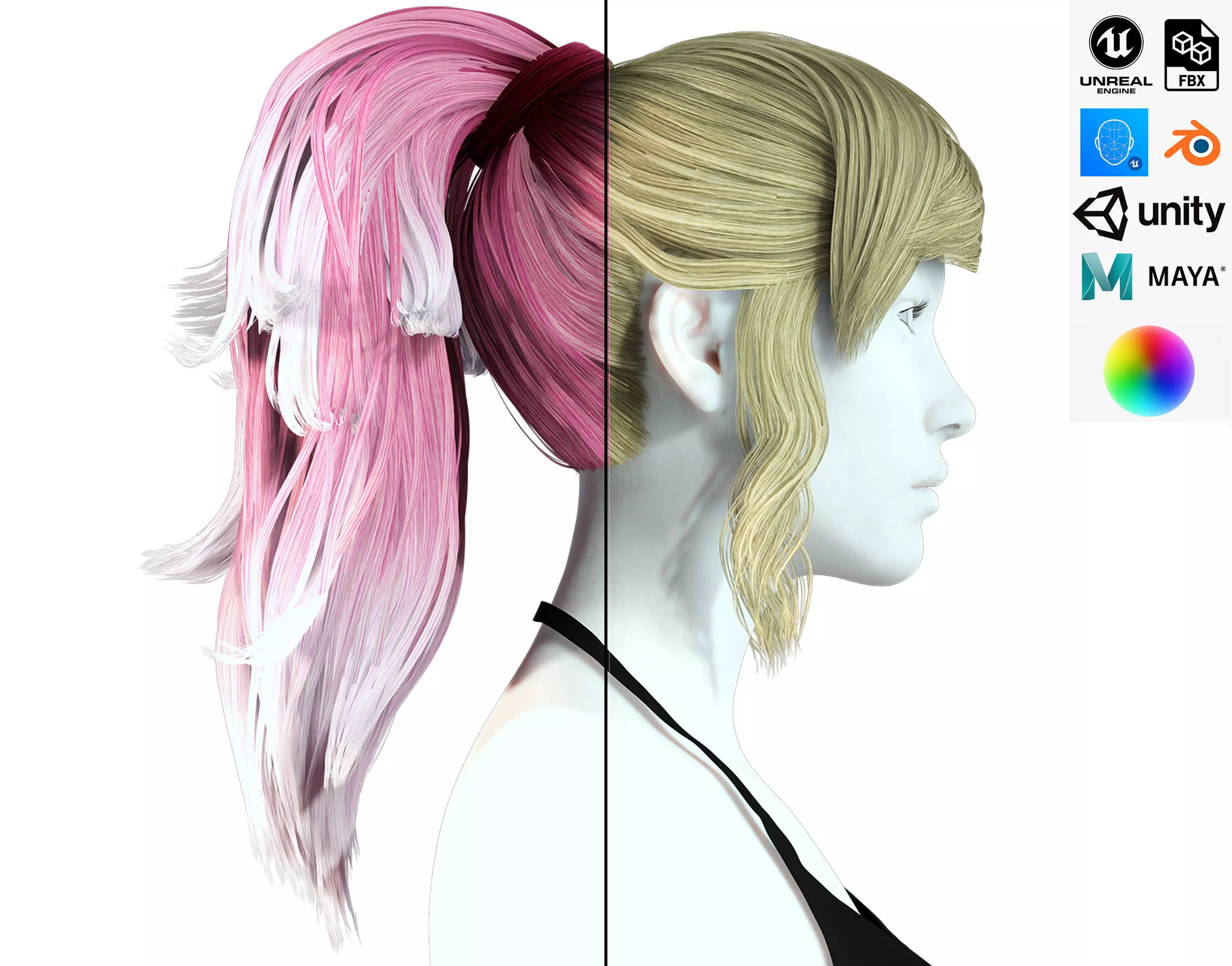 Realistic Female hair band Low-poly 3D model_0