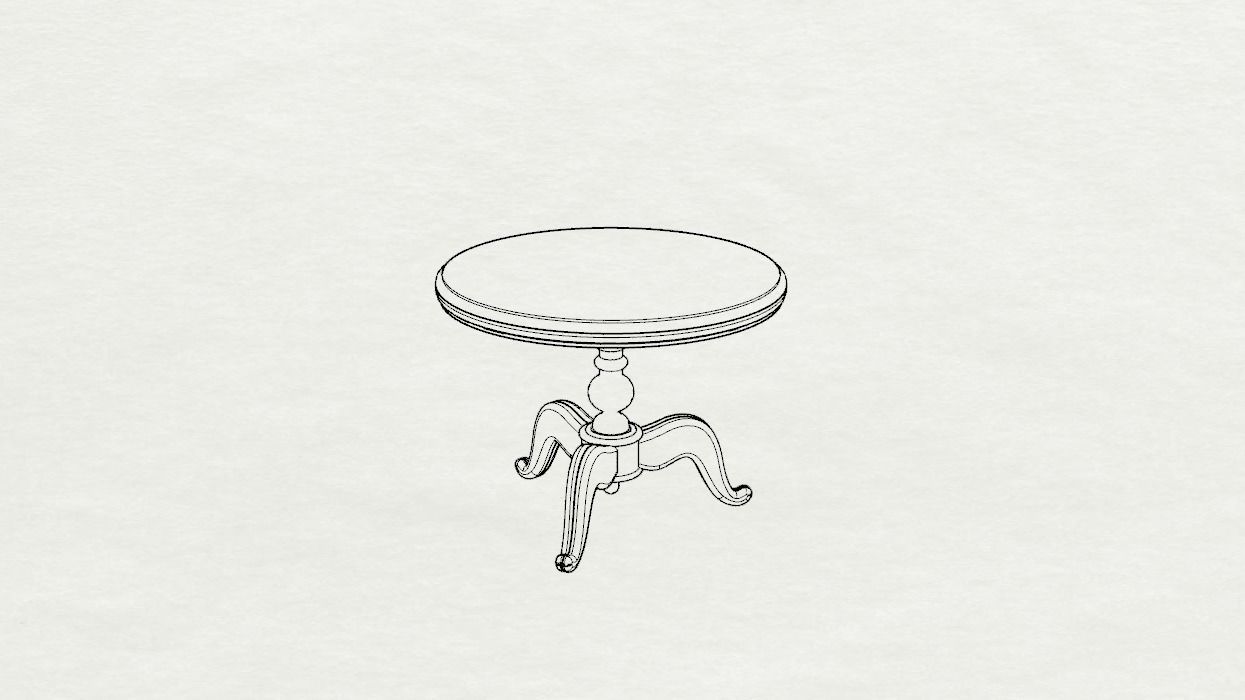 Dolls House Miniature Victorian Round Dining Table 12th Scale 3D print model_1